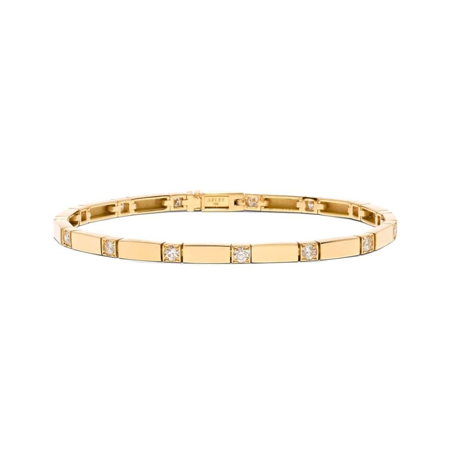 Jewelry Azlee | Gold Bar Tennis Bracelet