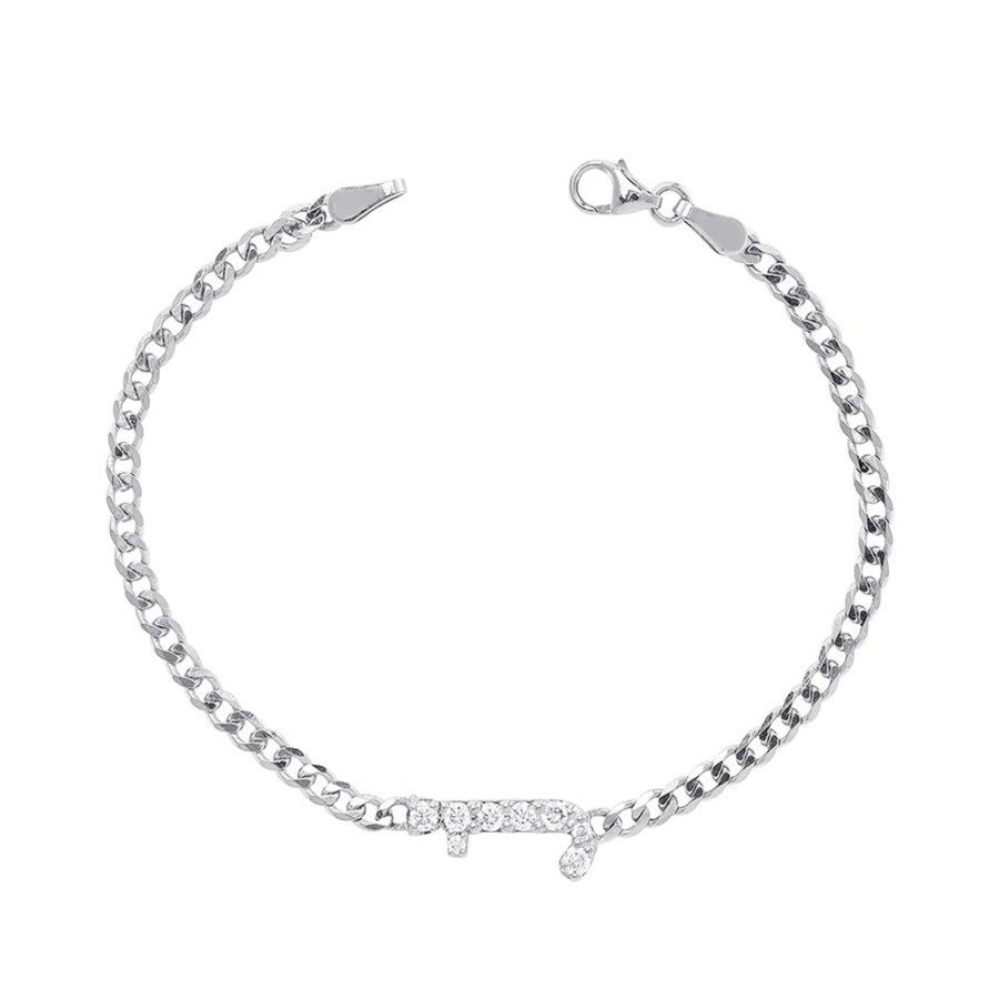 Jewelry Carbon & Hyde | Custom Initial Cuban Link Bracelet - White Gold