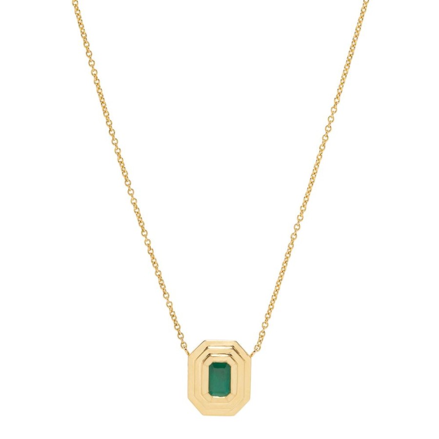 Jewelry Azlee | Staircase Charm Necklace - Emerald