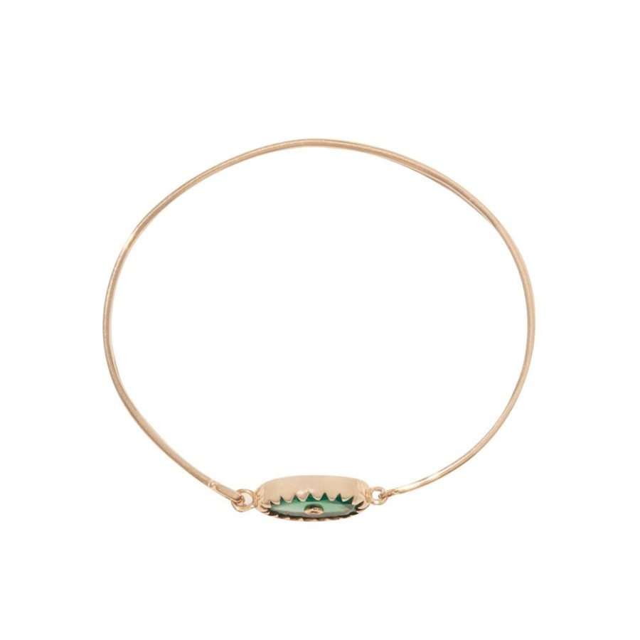 Jewelry Pascale Monvoisin | Orso Bangle - Green Onyx And Diamond