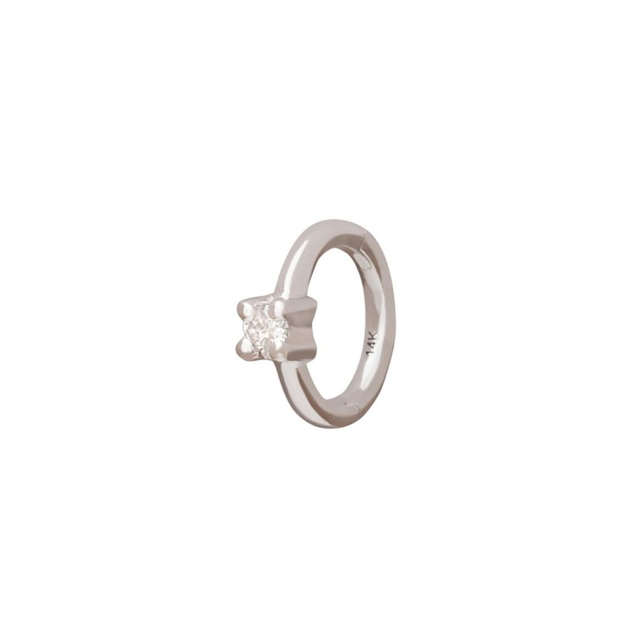 Jewelry Trouver | Round Prong Huggie 5Mm - White Gold