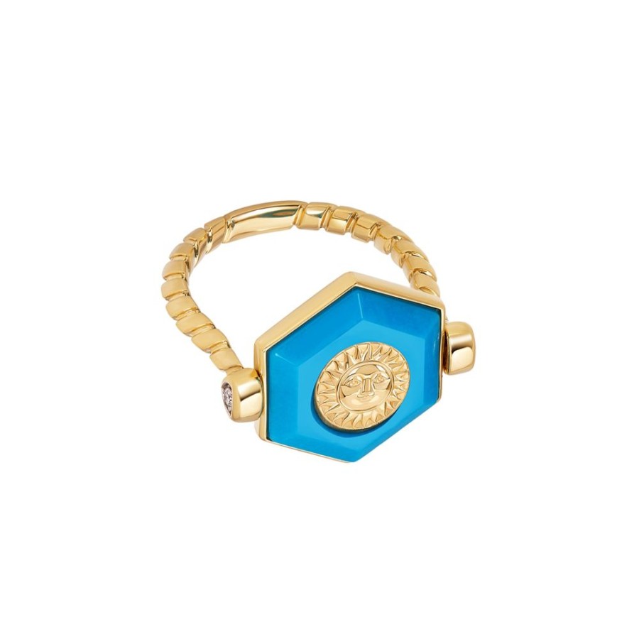 Jewelry Marina B | Soleil Flip Hexagon Ring - Turquoise