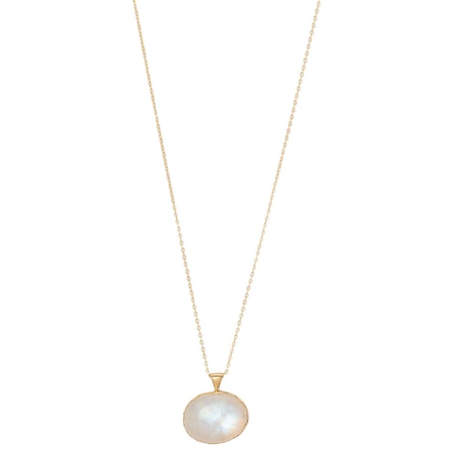 Jewelry Annette Ferdinandsen | Large Rainbow Moonstone Egg Pendant Necklace