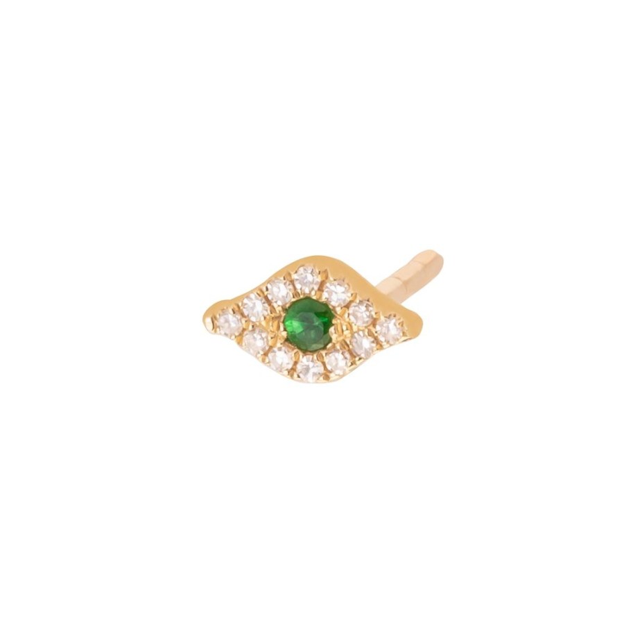 Jewelry EF Collection | Diamond Evil Eye Stud - Tsavorite