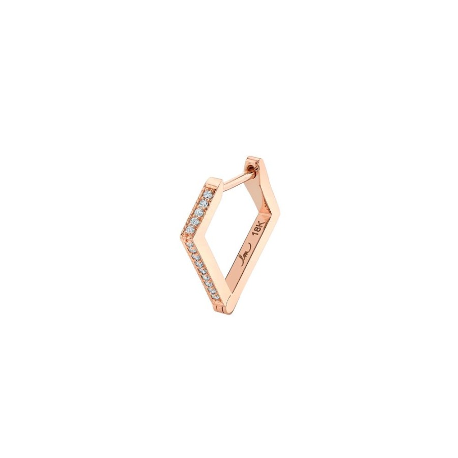 Jewelry Lizzie Mandler | Angled Diamond Huggie - Rose Gold