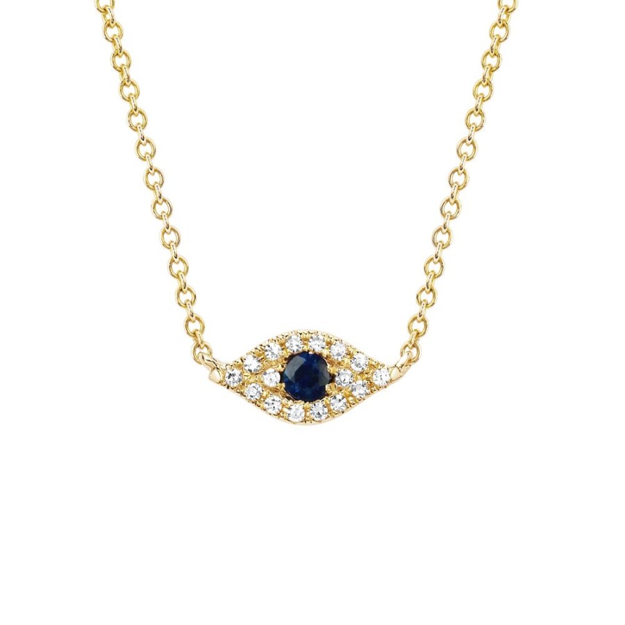 Jewelry EF Collection | Diamond Evil Eye Choker - Sapphire