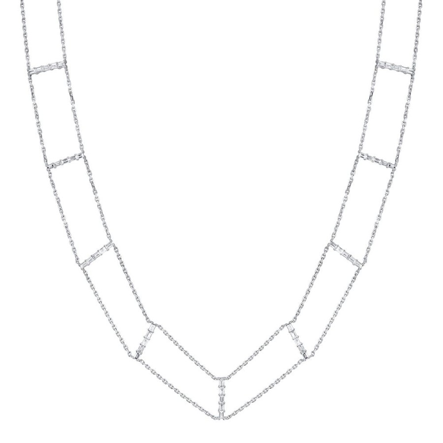 Jewelry Borgioni | Baguette Diamond Chain Choker - White Gold