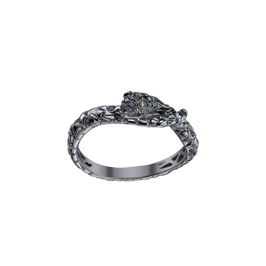 Jewelry Borgioni | Snake Black Diamond Band - Black Gold