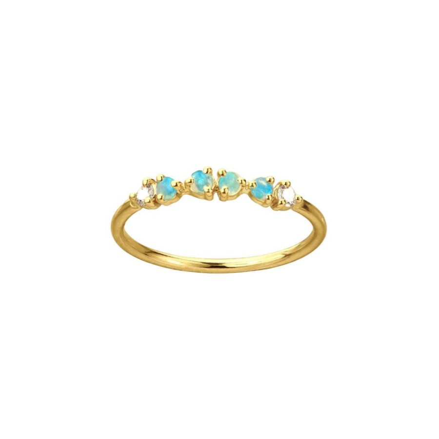 Jewelry WWAKE | Opal & Diamond Demi-Paired Ring