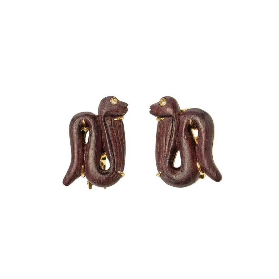 Jewelry Silvia Furmanovich | Miniature Egypt Snake Earrings - Roxinho Wood