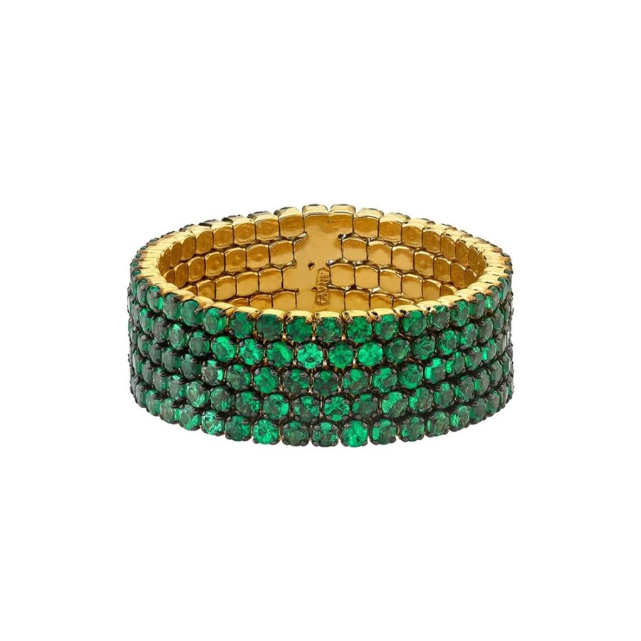 Jewelry SHAY | 5 Thread Green Garnet Stack Ring - Yellow Gold