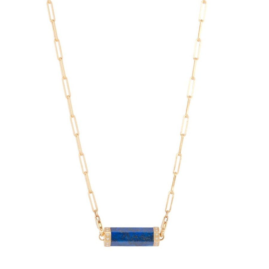 Jewelry Maqé | Lapiz Lazuli Enamel Pendant Medium Link Chain Necklace