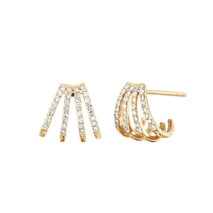 Jewelry EF Collection | Multi Diamond Huggies - Yellow Gold