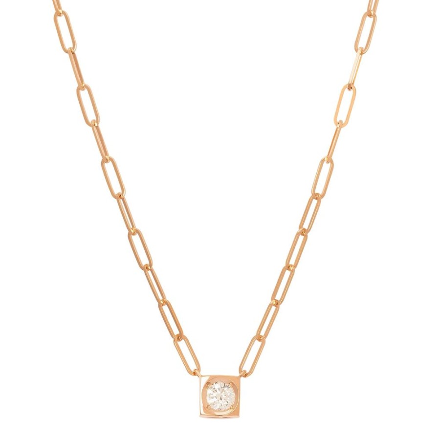 Jewelry Dinh Van | Le Cube Diamant Large Necklace - Rose Gold