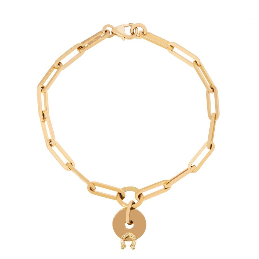 Jewelry Foundrae | Classic Fob Clip Bracelet - Gold Horseshoe