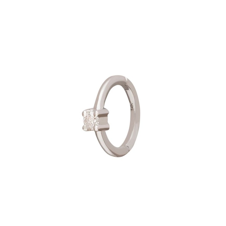 Jewelry Trouver | Round Prong Huggie 6.5Mm - White Gold