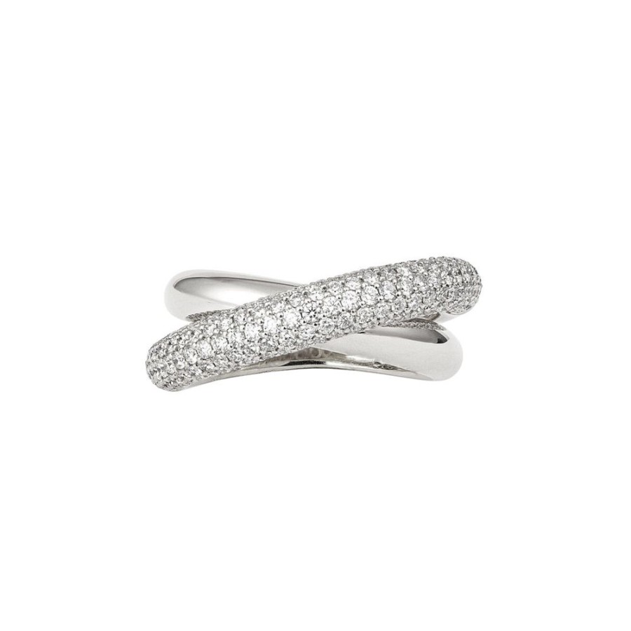 Jewelry Engelbert | Infinity Loop Midi Ring - Half Diamond - White Gold