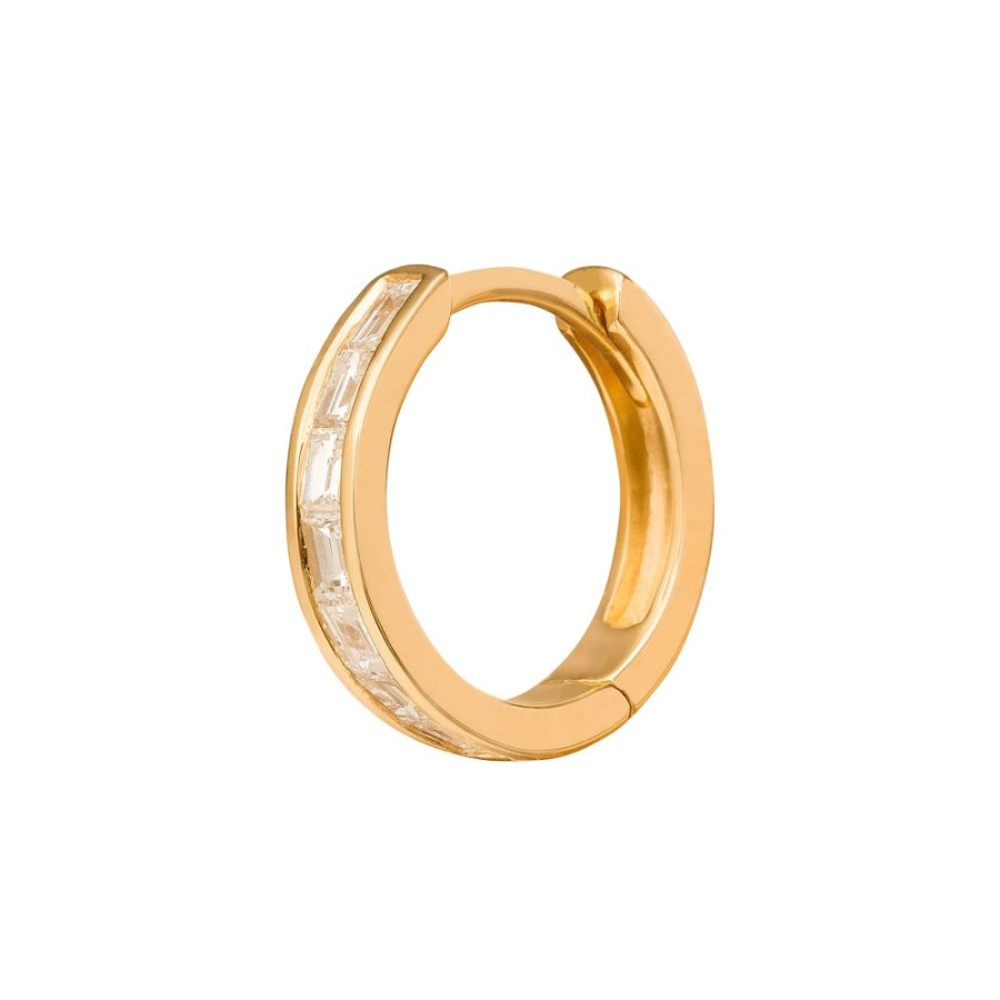 Jewelry Trouver | Half Baguette Huggie 9.5Mm - Yellow Gold