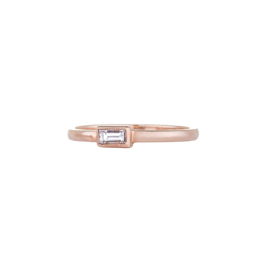 Jewelry Sethi Couture | Petit Baguette Diamond Ring - Rose Gold