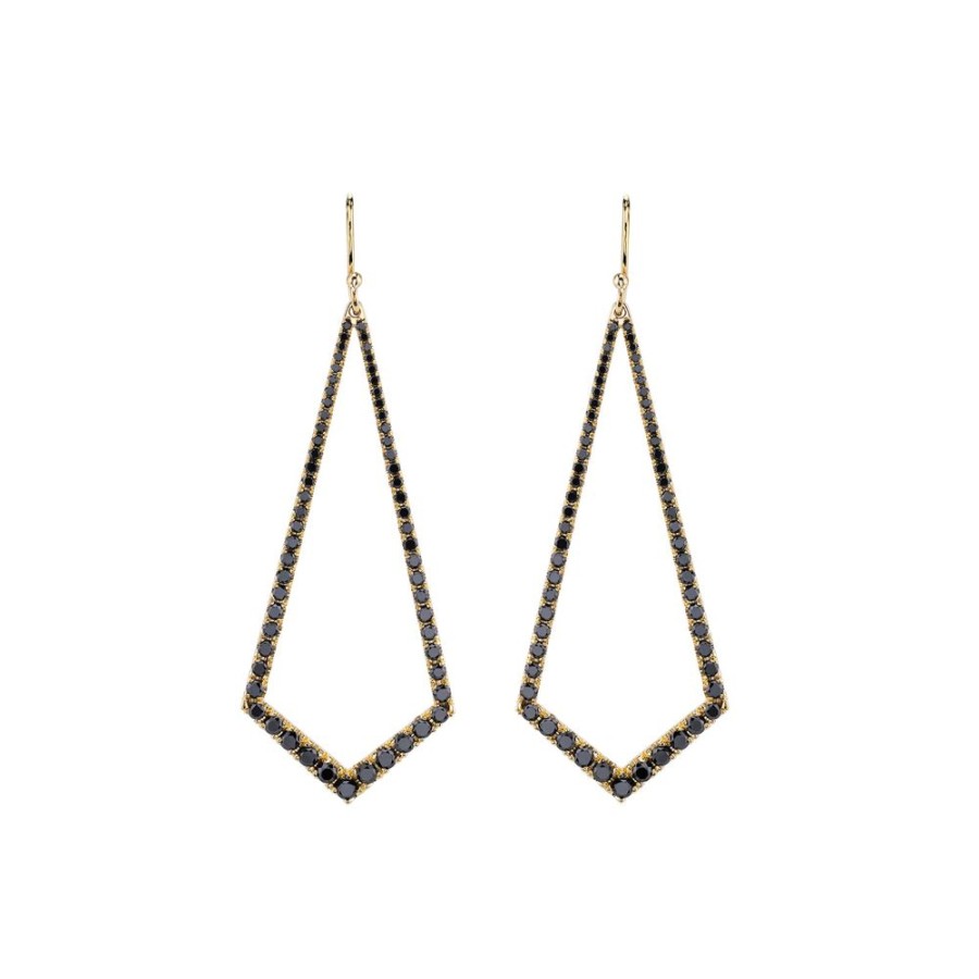 Jewelry Lizzie Mandler | Kite Black Diamond Chandelier Earrings - Yellow Gold