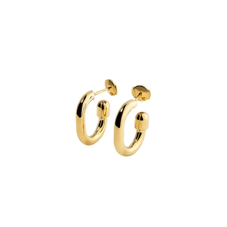 Jewelry Elior | Small Extrusion Pill Thin Gold Hoop Earrings