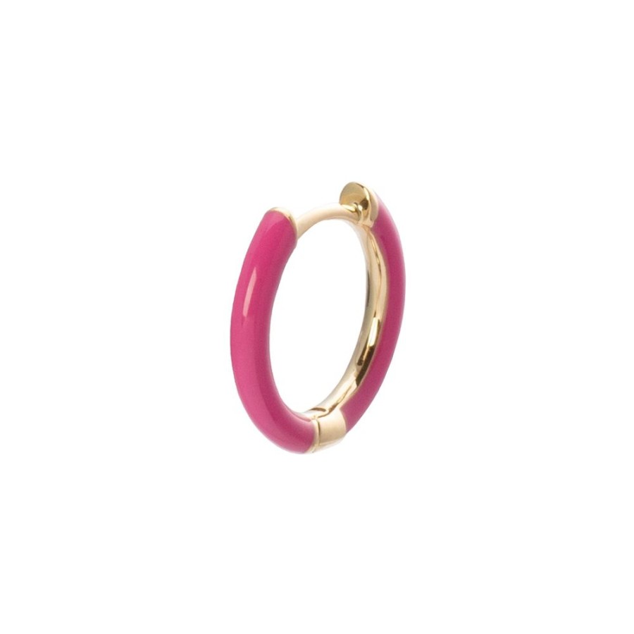 Jewelry Trouver | Enamel Huggie 9.5Mm - Fuchsia