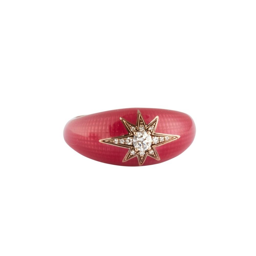 Jewelry Selim Mouzannar | Slim Aida Pinky Ring - Raspberry Enamel