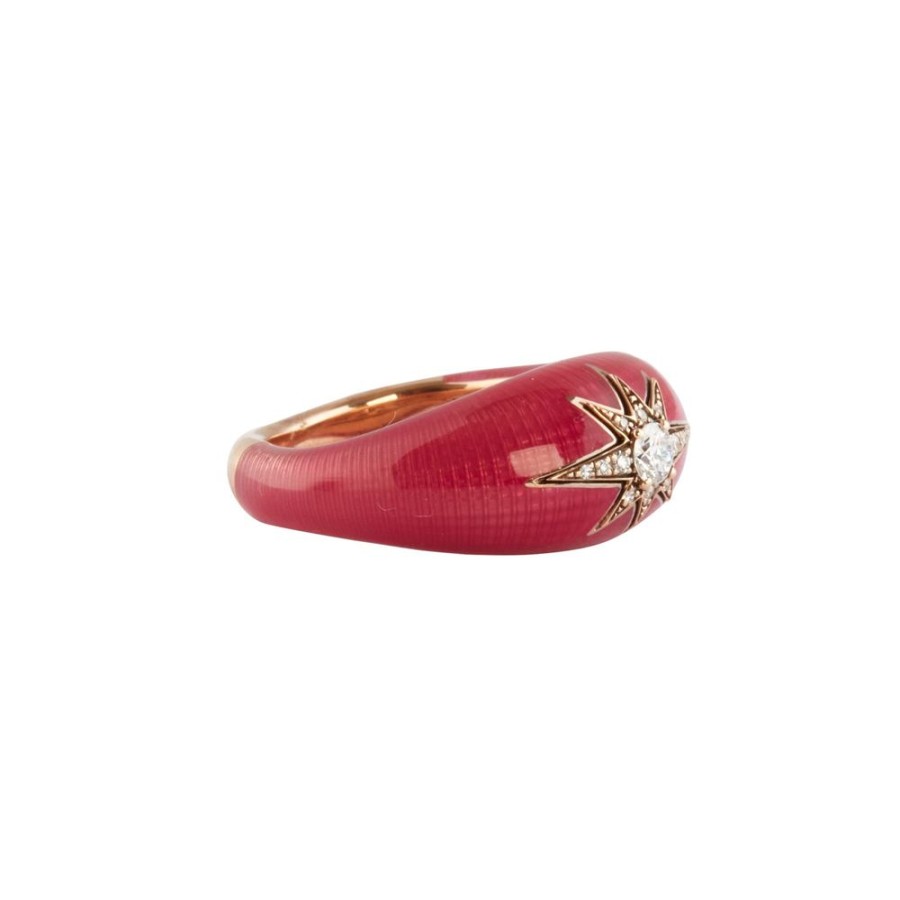 Jewelry Selim Mouzannar | Slim Aida Pinky Ring - Raspberry Enamel