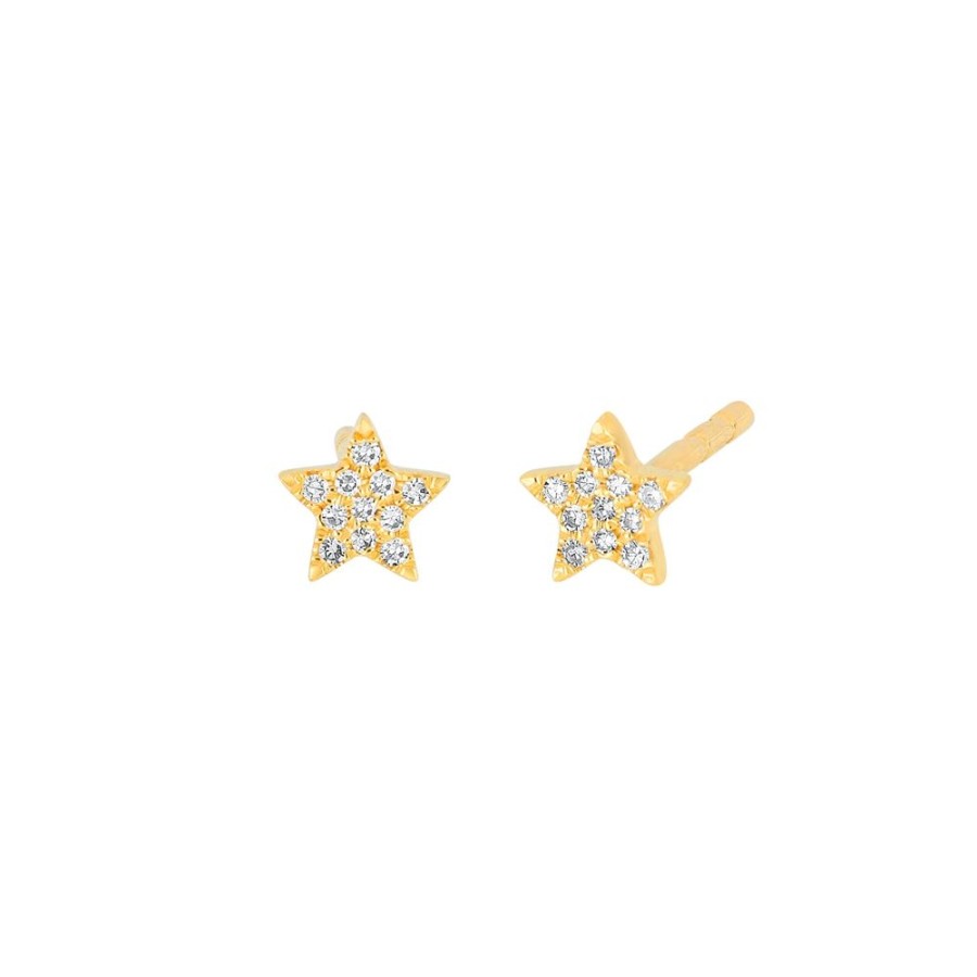 Jewelry EF Collection | Baby Diamond Star Studs - Yellow Gold