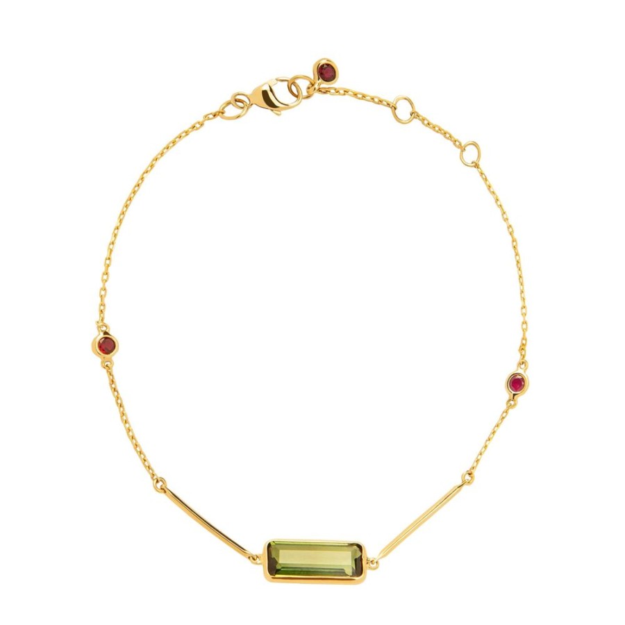 Jewelry YI Collection | Bar Bracelet - Tourmaline & Ruby