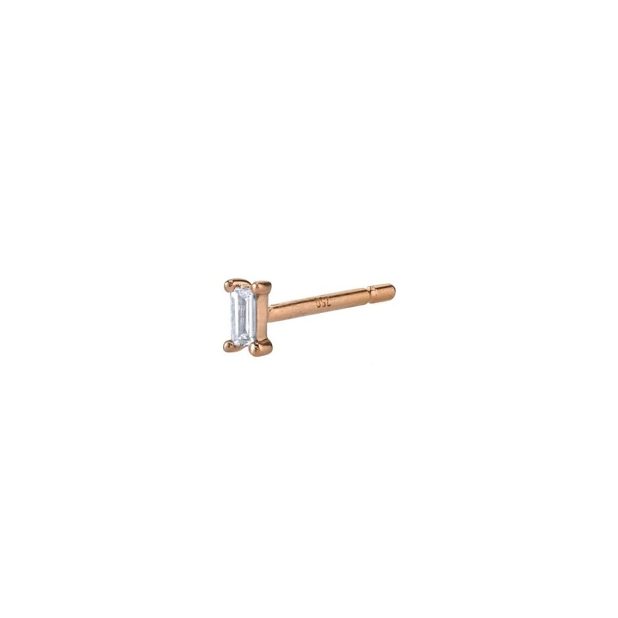 Jewelry Borgioni | Diamond Baguette Stud - Rose Gold