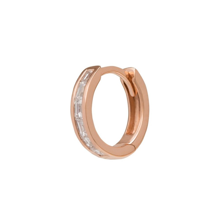 Jewelry Trouver | Half Baguette Huggie 8Mm - Rose Gold