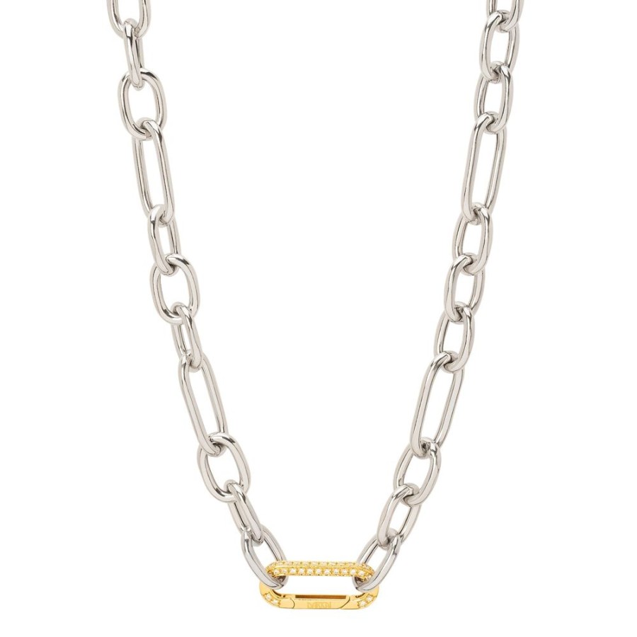 Jewelry DARKAI | Mixed Link Necklace - Rhodium & Yellow Gold