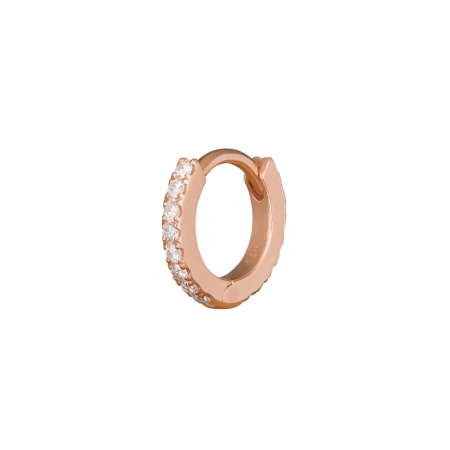 Jewelry Trouver | Paved Huggie 6.5Mm - Rose Gold