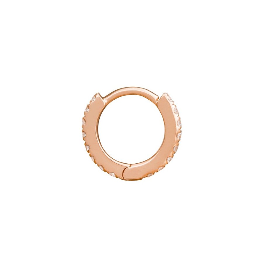 Jewelry Trouver | Paved Huggie 6.5Mm - Rose Gold