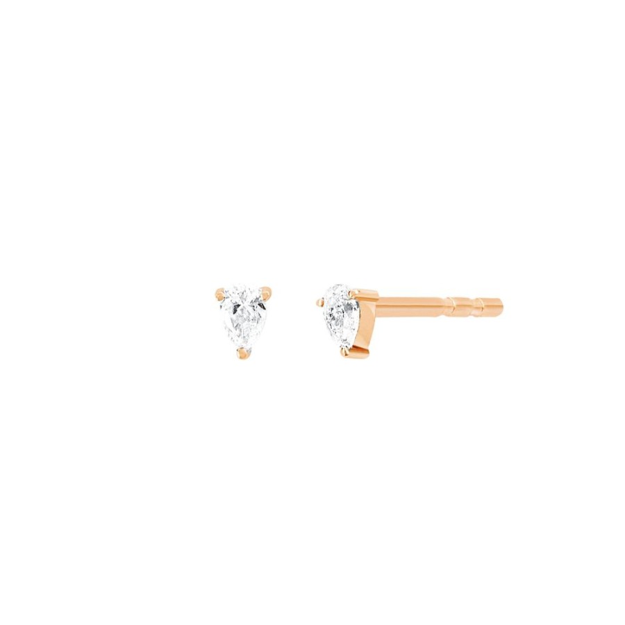 Jewelry EF Collection | Mini Pear Diamond Studs - Rose Gold