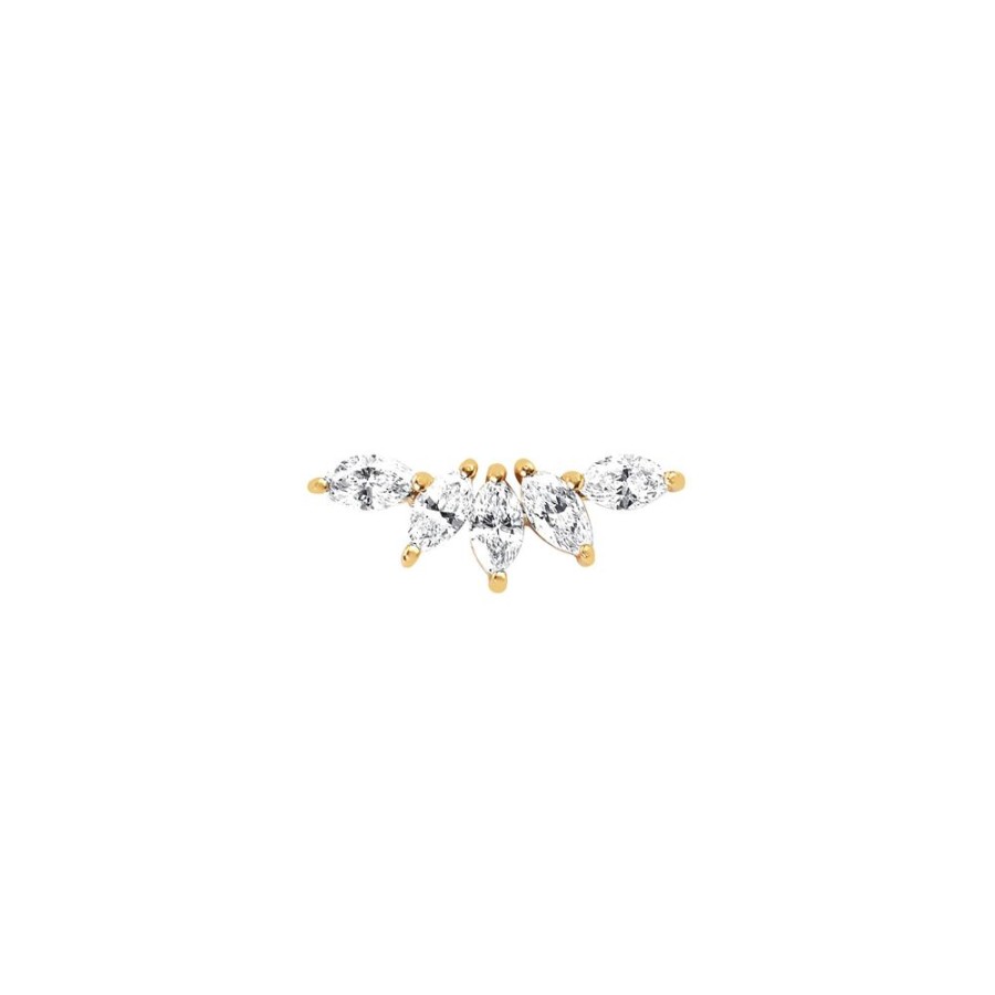 Jewelry EF Collection | Marquise Diamond Fan Earring - Yellow Gold