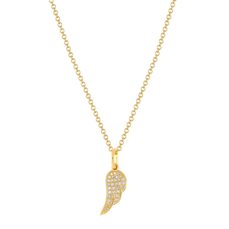 Jewelry EF Collection | Angel Wing Diamond Necklace - Yellow Gold