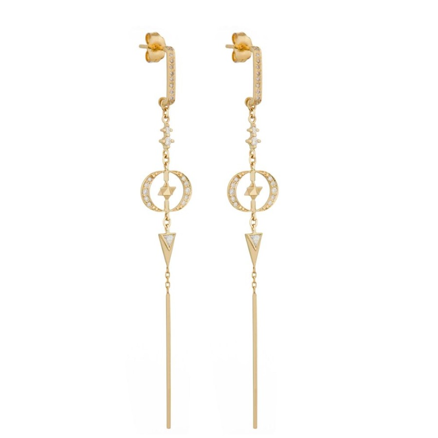 Jewelry Celine Daoust | Moon Merkabah Long Earrings