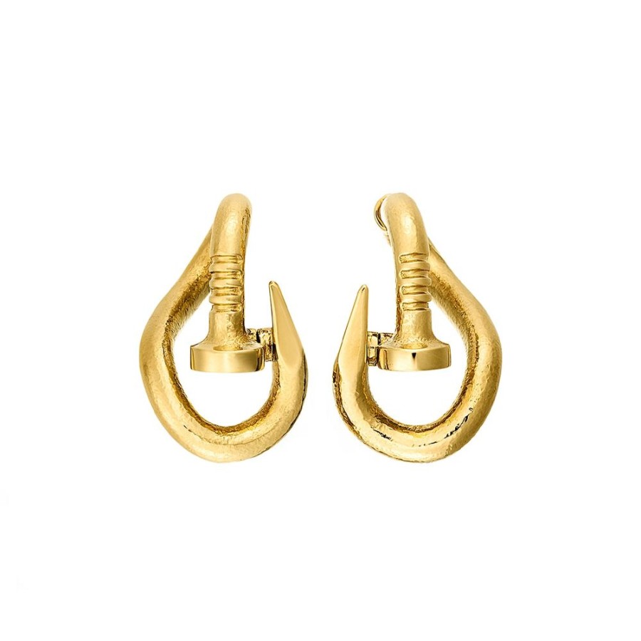 Jewelry David Webb | Hammered Bent Nail Earrings