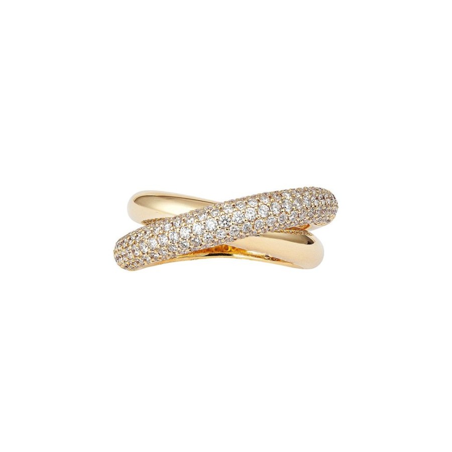 Jewelry Engelbert | Infinity Loop Midi Ring - Half Diamond - Yellow Gold