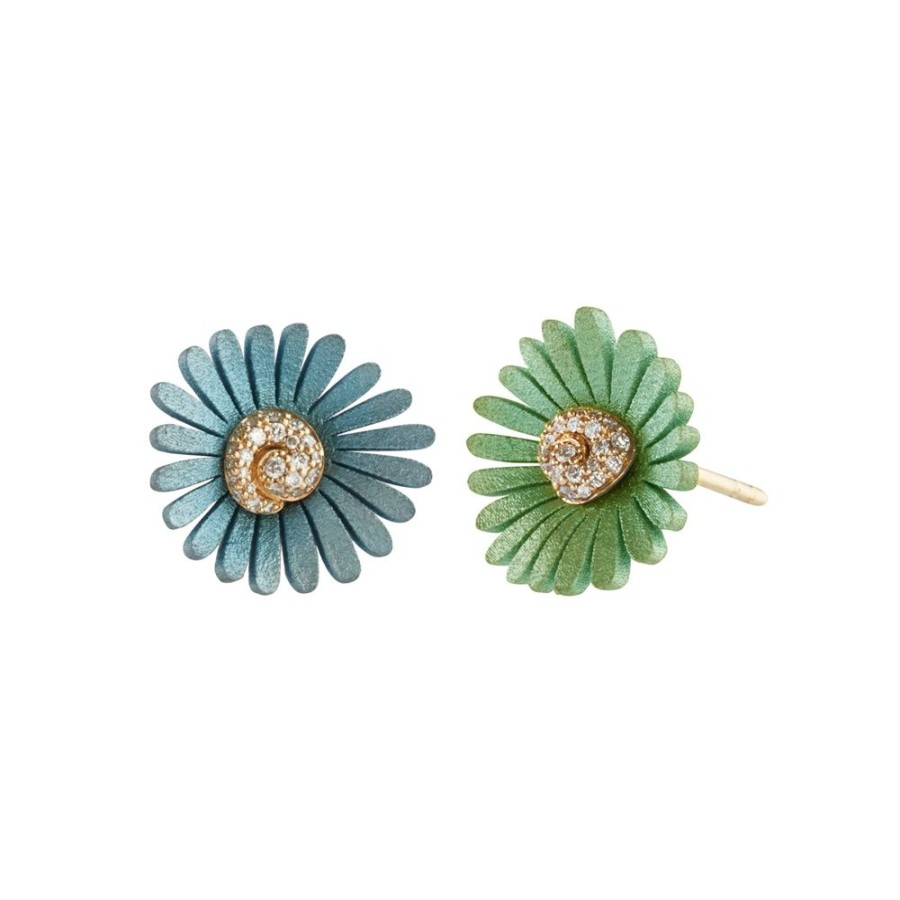 Jewelry Mike Joseph | Mini Flower Studs - Stone Blue And Pastel Green