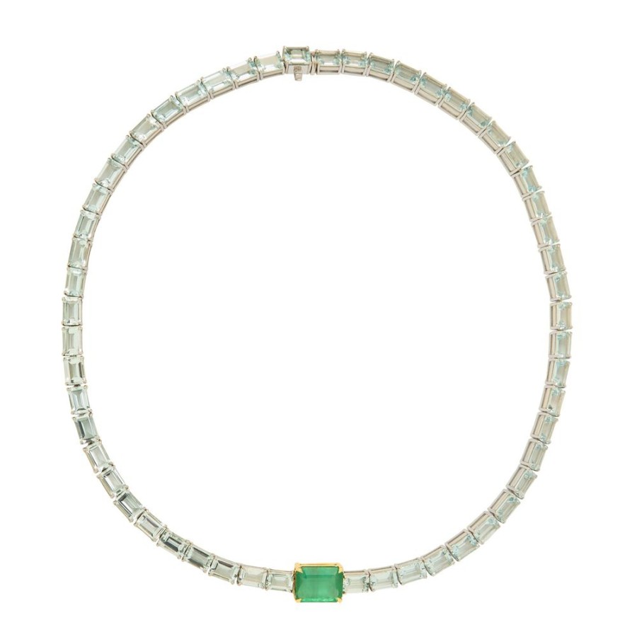 Jewelry YI Collection | Demeter Necklace - Emerald & Aquamarine