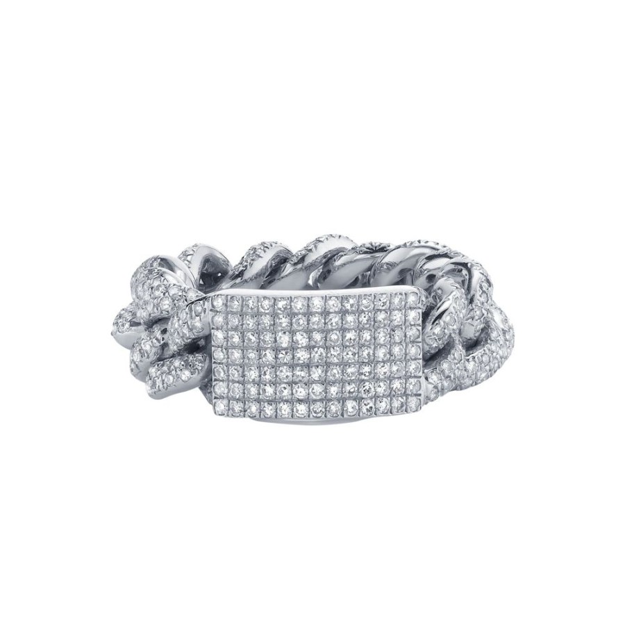 Jewelry SHAY | Medium Link Full Diamond Id Ring - White Gold