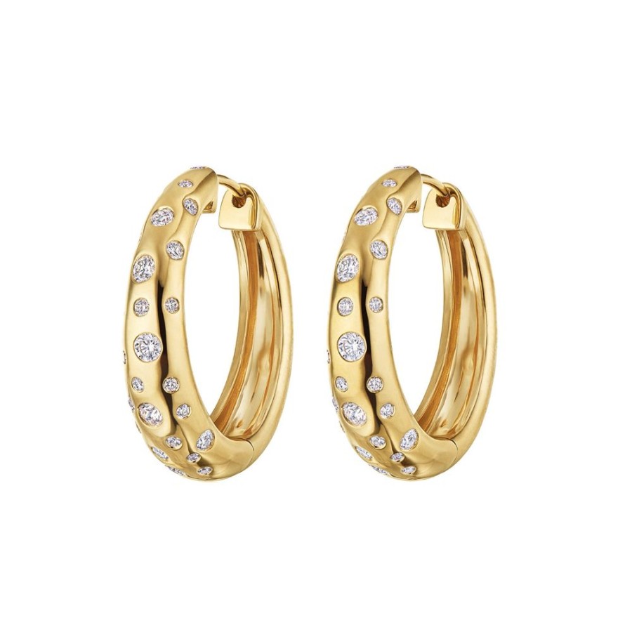 Jewelry Kwiat | Cobblestone Hoop Earrings With Diamond Accents - Yellow Gold