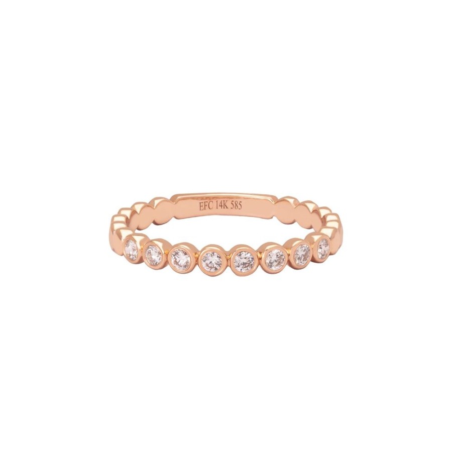 Jewelry EF Collection | Diamond Bezel Stack Ring - Rose Gold