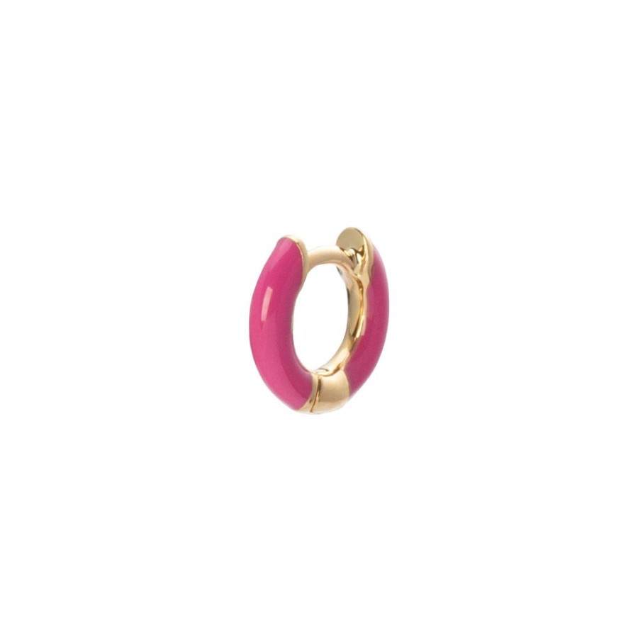 Jewelry Trouver | Enamel Huggie 6.5Mm - Fuchsia