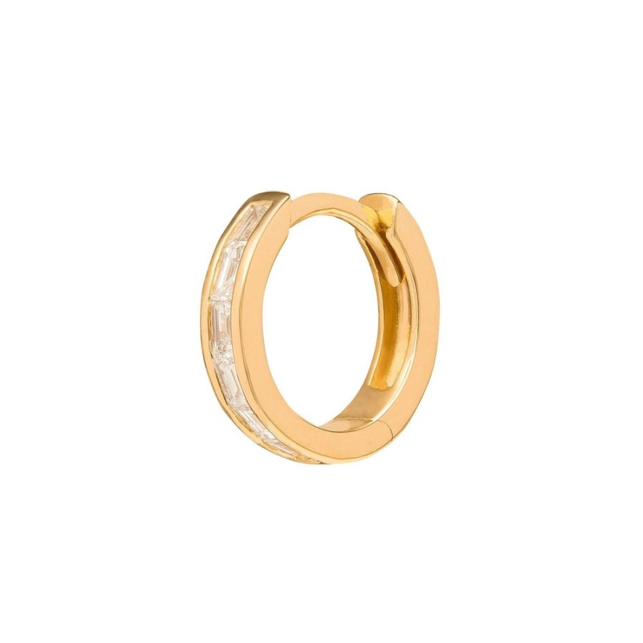 Jewelry Trouver | Half Baguette Huggie 8Mm - Yellow Gold