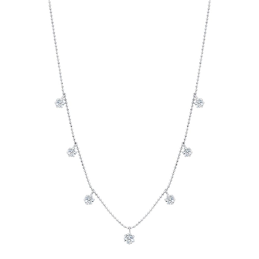 Jewelry Graziela | Medium Floating Diamond Necklace - White Gold