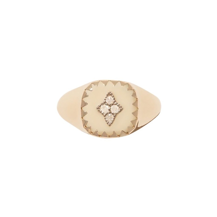 Jewelry Pascale Monvoisin | White Pierrot Signet Ring